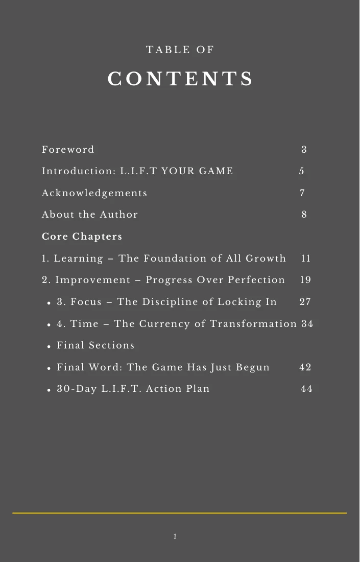 L.I.F.T Your GAME table of contents preview